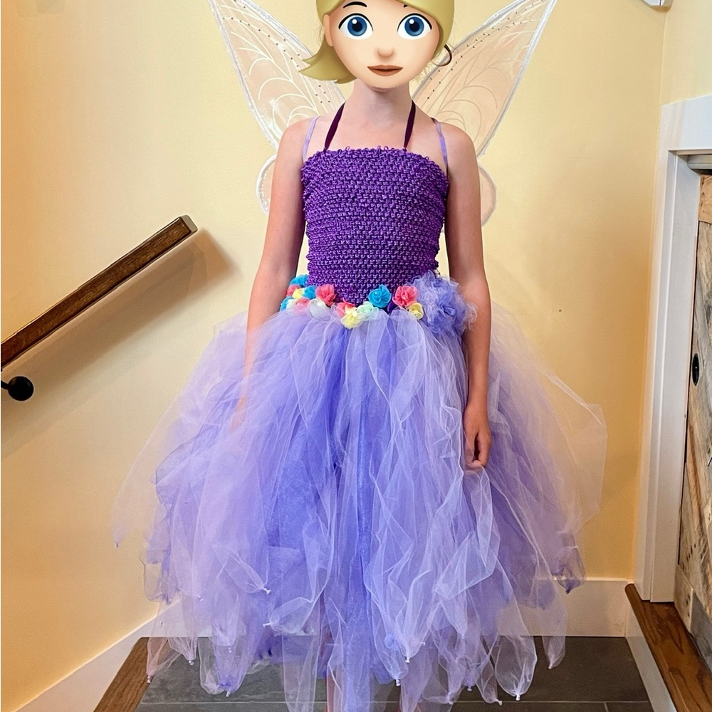 Hand Crafted Purple Dance Costume with Ethereal Tulle Skirt